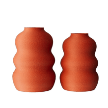 Dupla De Vasos Ondas Texturizado Terracota