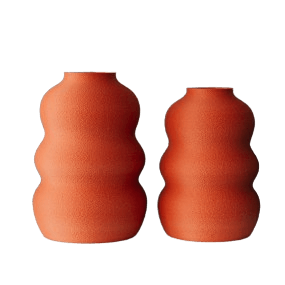 Dupla De Vasos Ondas Texturizado Terracota