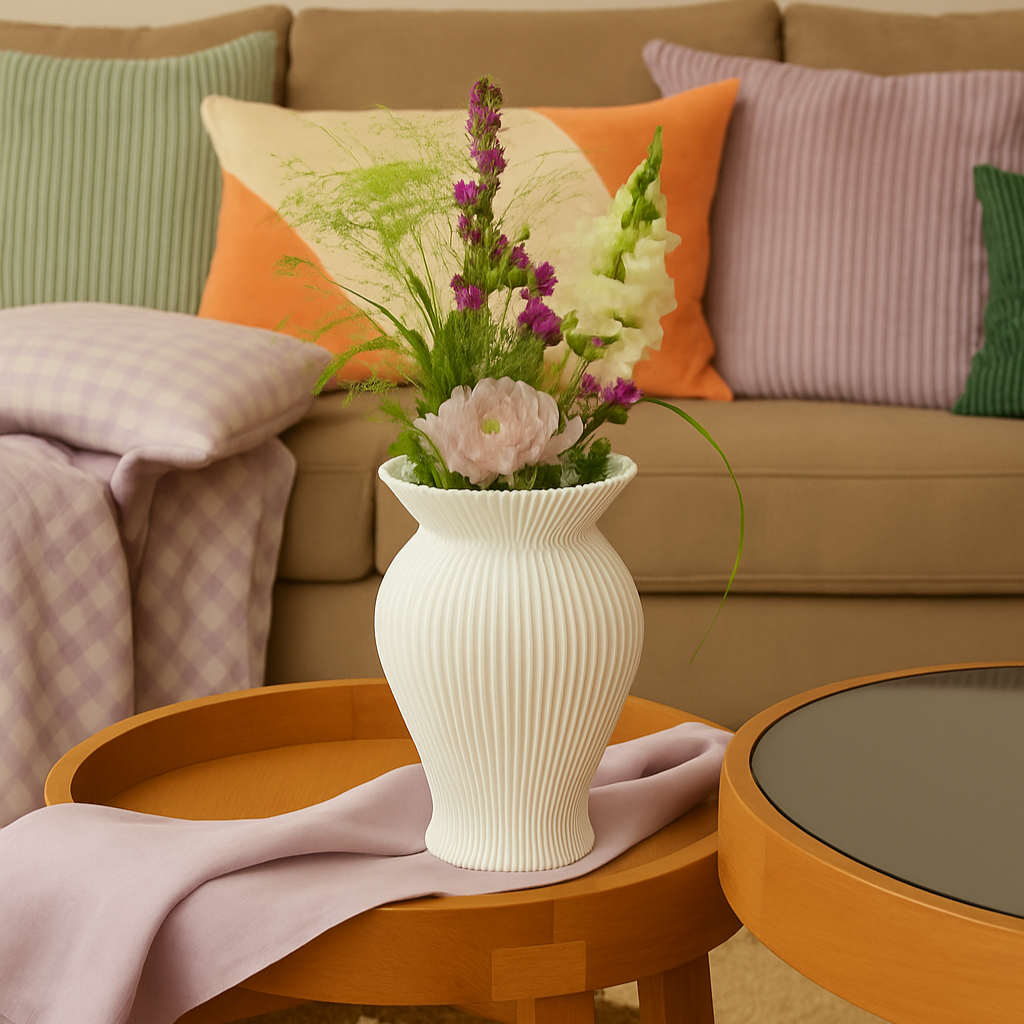 Vaso Clássico Filetado, vaso impresso em 3D da Éttore Decor, na sala — foto 3 de 7