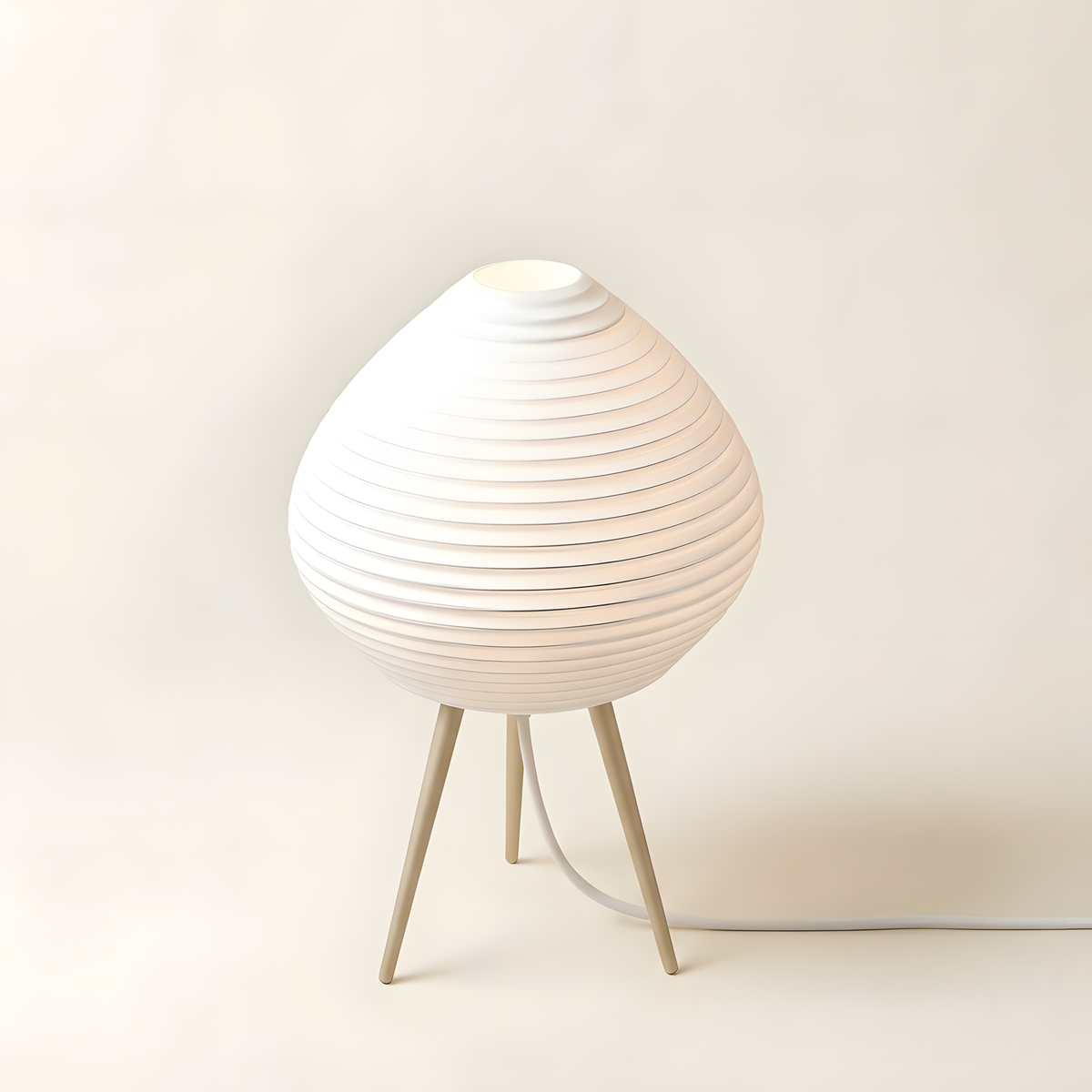 Luminária Nara com base bege, luminária impressa em 3D da Éttore Decor