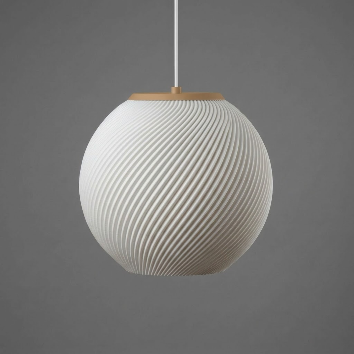 Pendente Filetto com base bege, pendente impresso em 3D da Éttore Decor, em detalhe