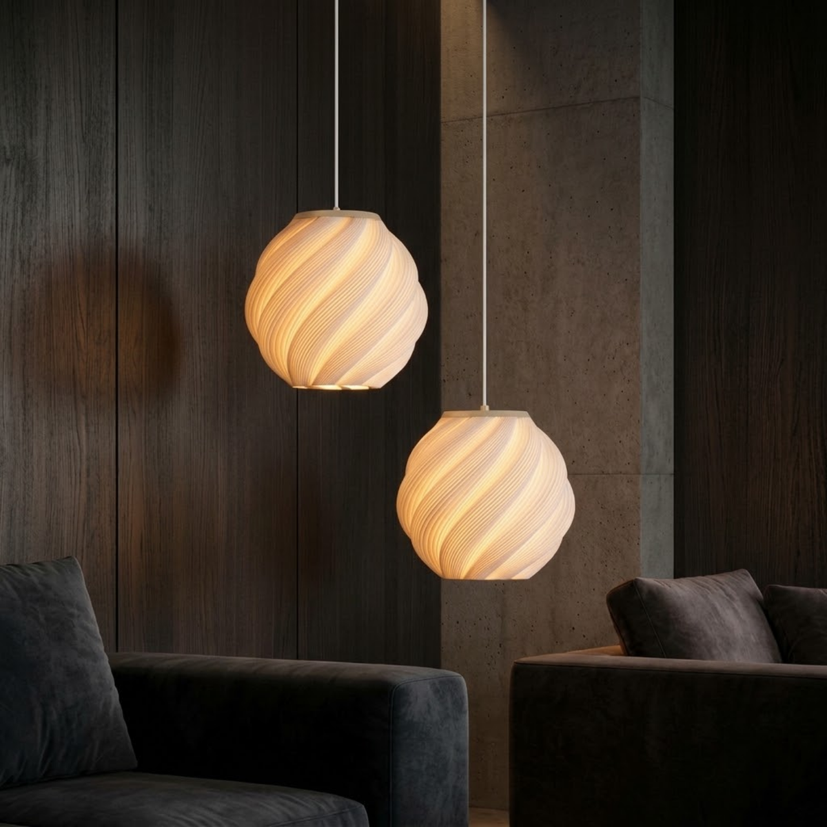 Pendente Fiora com base bege, pendente impresso em 3D da Éttore Decor, em detalhe