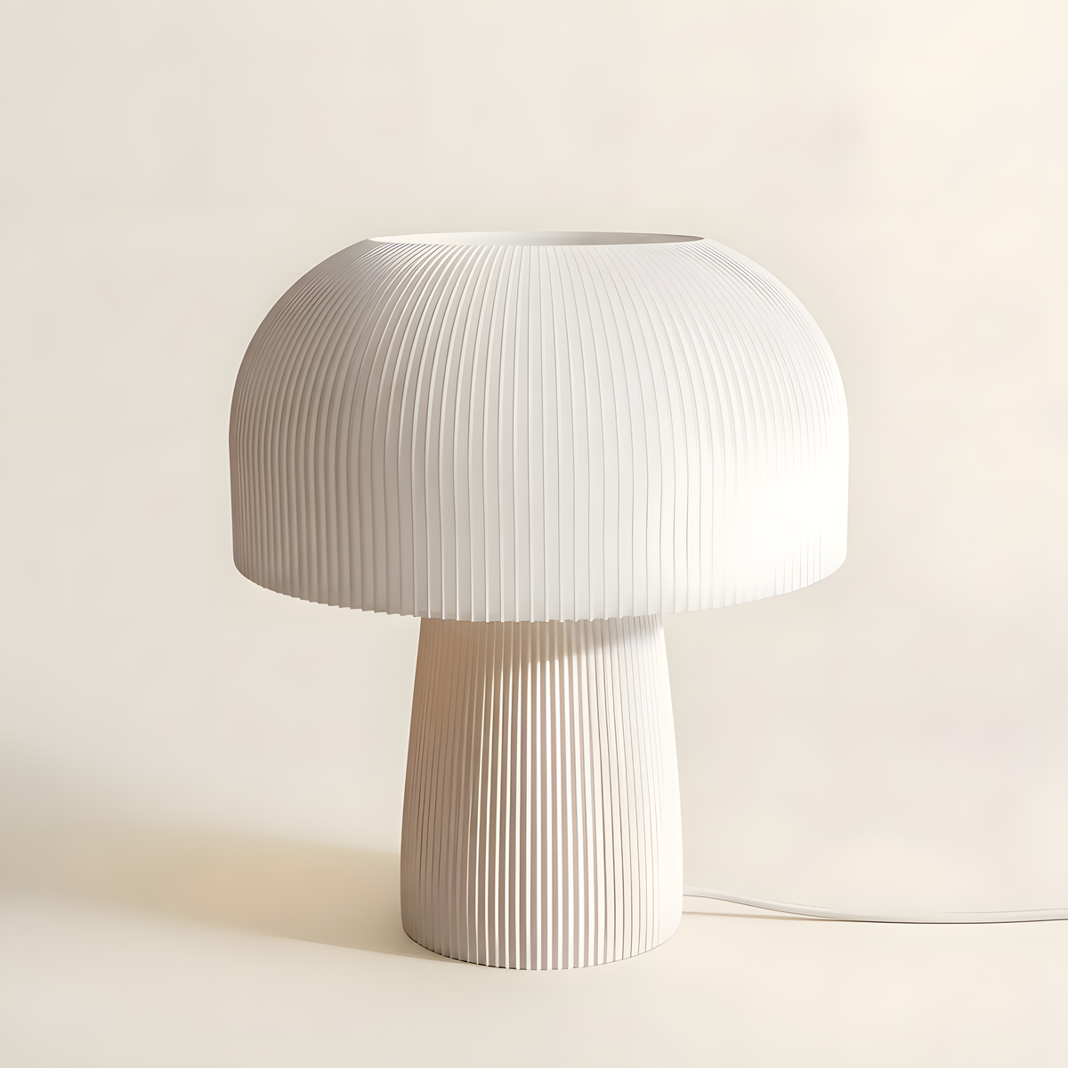 Luminária Super Cogumelo, apagada em fundo neutro