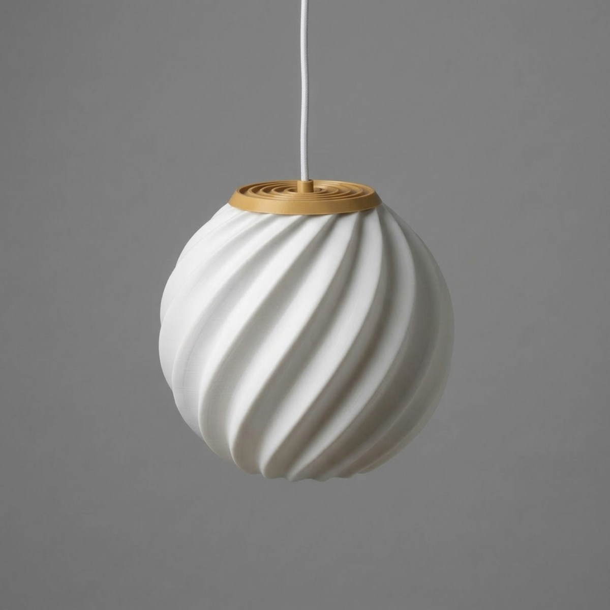 Pendente Maré com base bege, pendente impresso em 3D da Éttore Decor, em detalhe