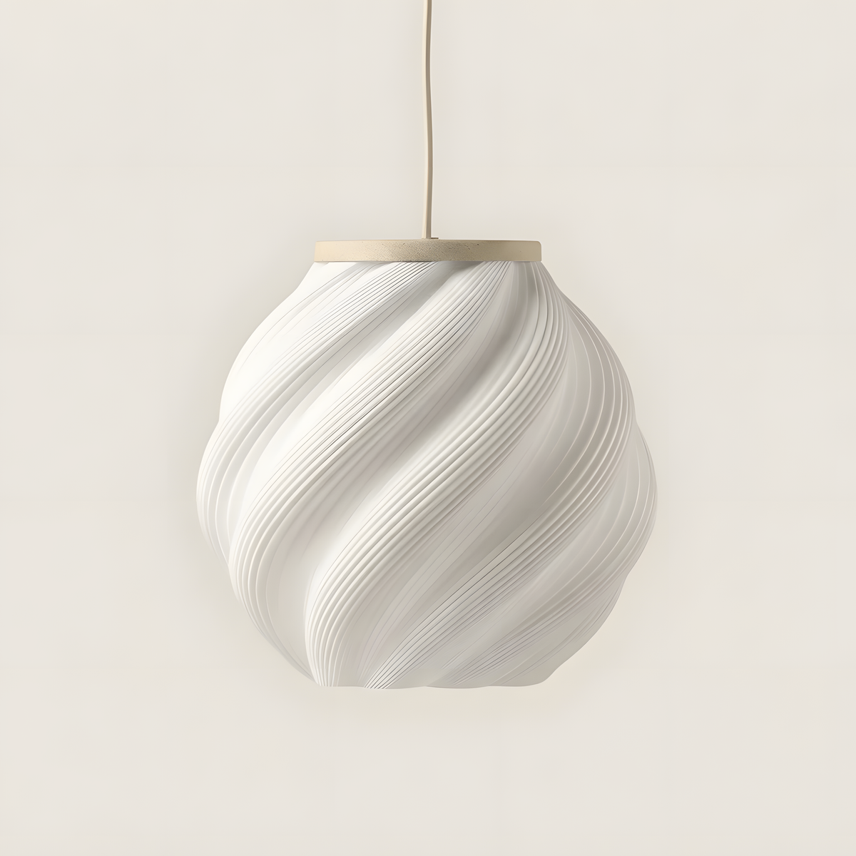 Pendente Fiora com base bege, pendente impresso em 3D da Éttore Decor, apagado em fundo neutro | apagada