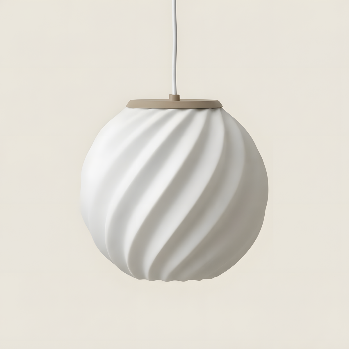 Pendente Maré com base bege, pendente impresso em 3D da Éttore Decor, apagado em fundo neutro | apagada
