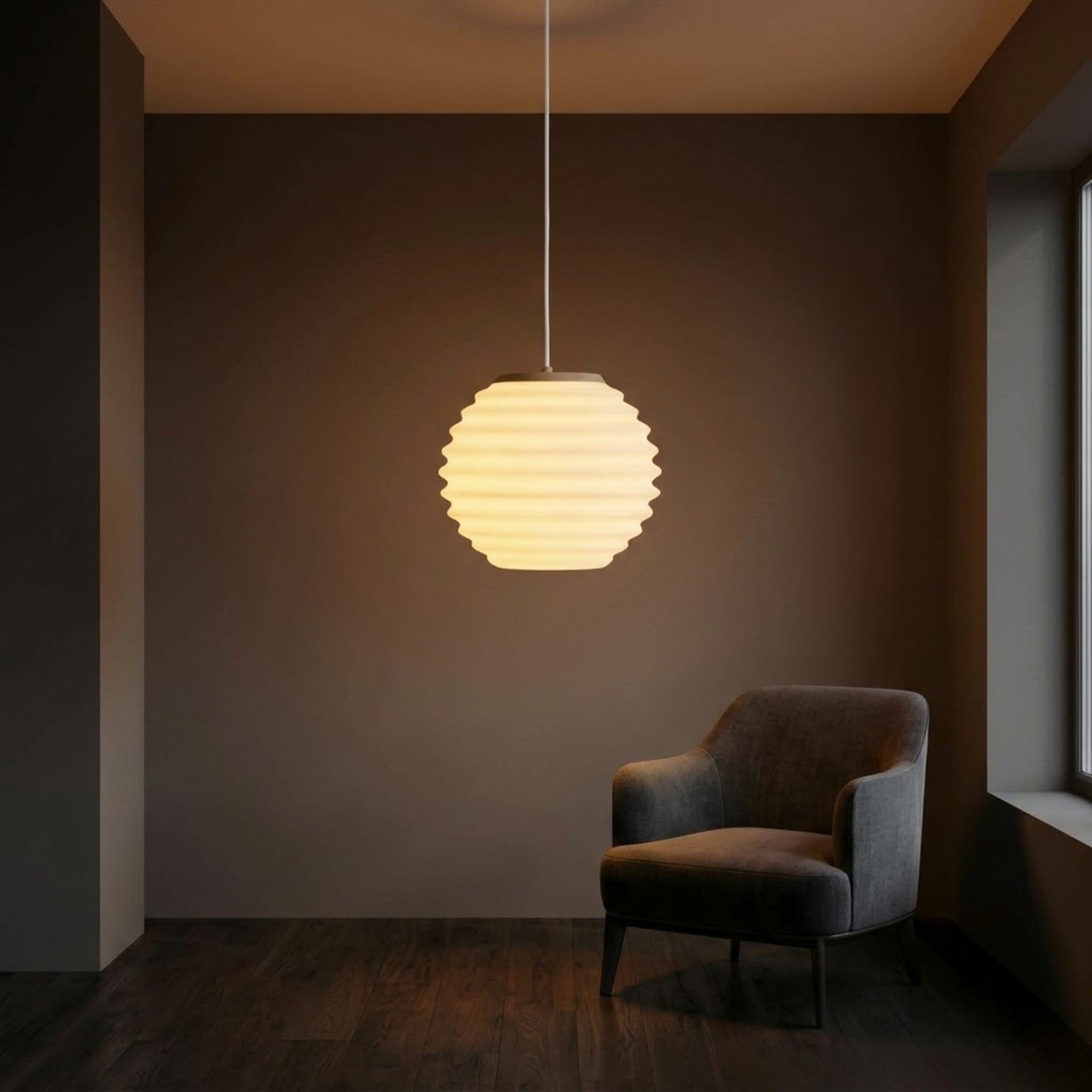 Pendente Waves com base bege, pendente impresso em 3D da Éttore Decor, em detalhe